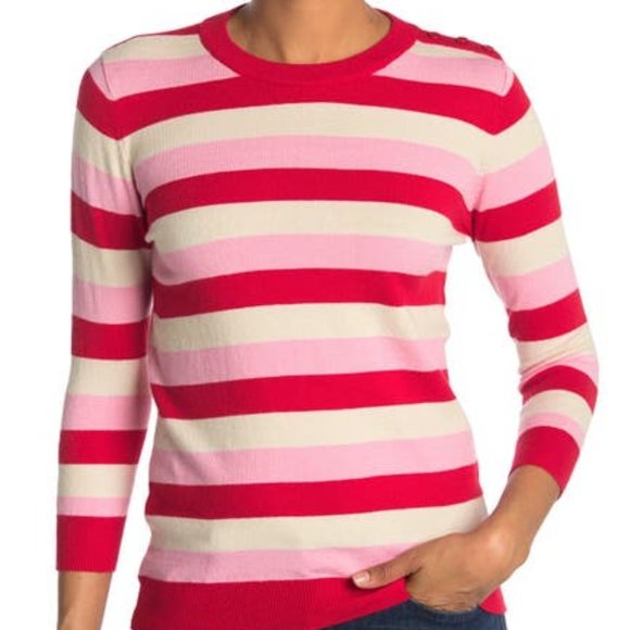 Modcloth Sweaters - Modcloth Charter School Striped Sweater Size XL Red, Pink & White